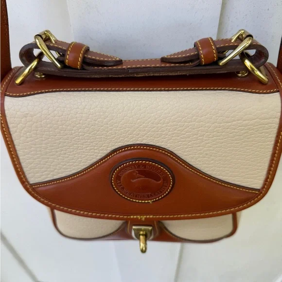 Vintage Dooney and Bourke Tan and brown Leather Crossbody Bag - Picture 2 of 5